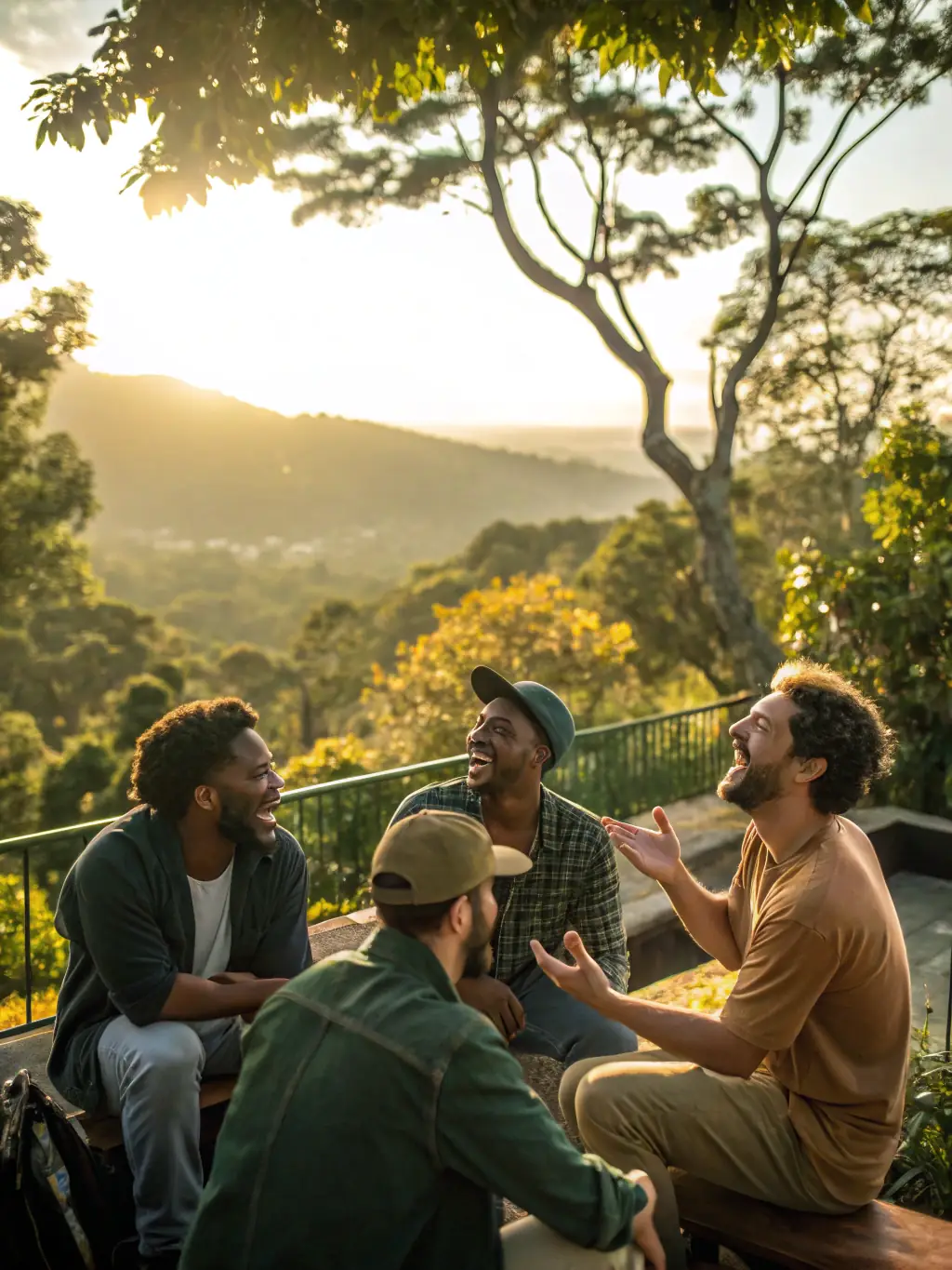 A photograph of a post-screening discussion, with community members actively participating and sharing their thoughts on the film they just watched. The image should convey a sense of intellectual engagement and cultural exchange.